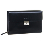 Мужской чёрный многофункциональный клатч портмоне из натуральной кожи GALIB M-019