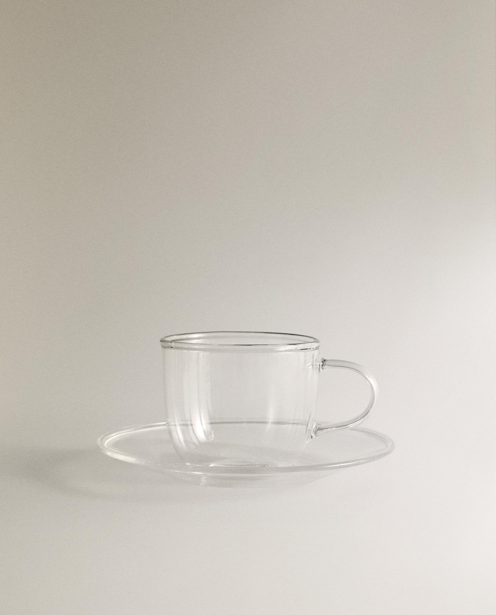 Zara Home чайная пара из боросиликатного стекла, цвет серебристый, 15 см