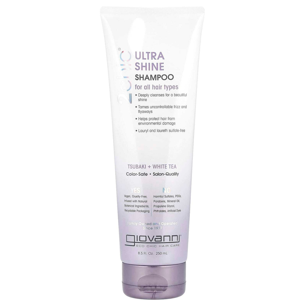 Giovanni, Ultra Shine Shampoo, For All Hair Types, Tsubaki + White Tea, 8.5 fl oz (250 ml)