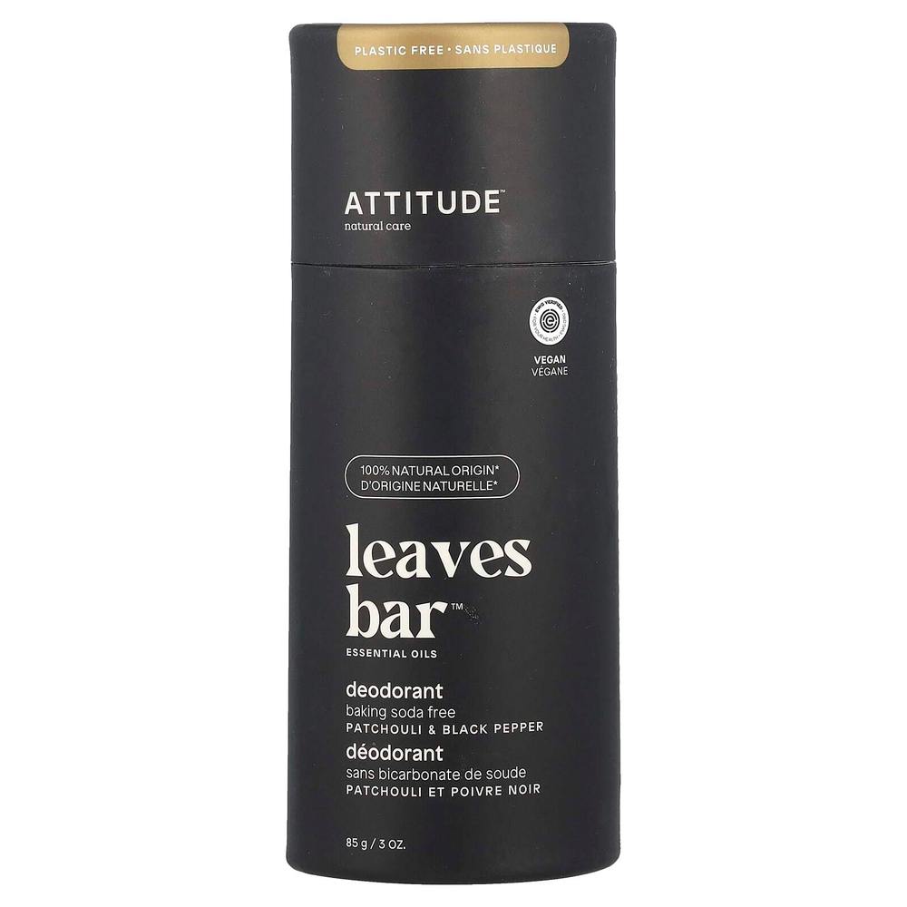 ATTITUDE, Дезодорант Leaves Bar ™, пачули и черный перец, 85 г (3 унции)
