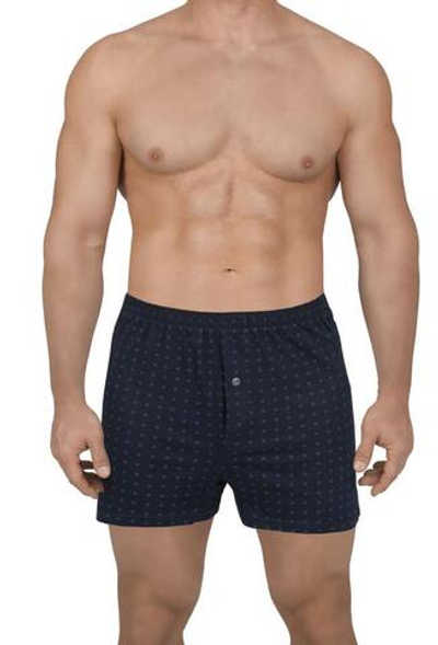 Принтованные хлопковые трусы-шорты (Размер: XL) (Цвет: темно-синий)