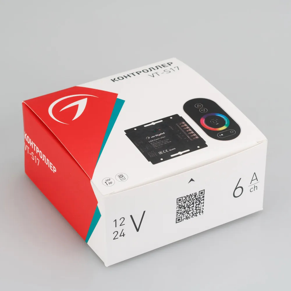 Контроллер VT-S17-4x6A (12-24V, ПДУ Овал, RF) (Arlight, IP20 Металл, 3 года) 023322