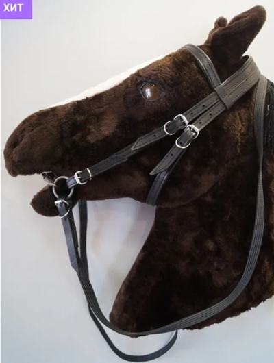 Узда кожаная чёрная (без капсуля)