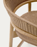 Arinella Полубарный стул из массива акации и коричневой веревки 65 см