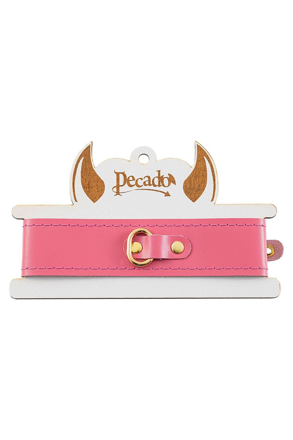 Розовый кожаный однослойный ошейник с прошивкой (Цвет: розовый)