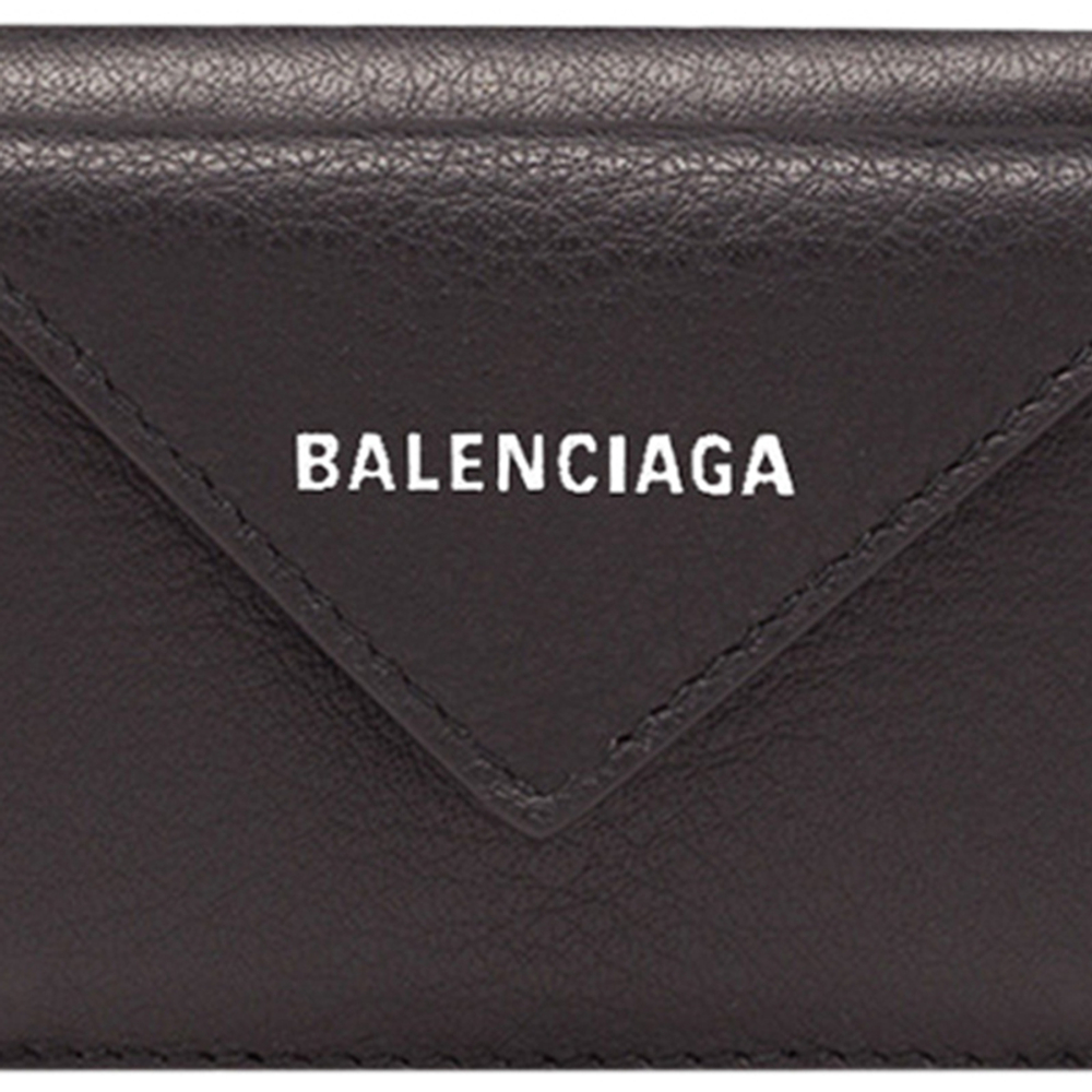 Balenciaga PAPIER Cow Leather Wallet Mini Unisex Black