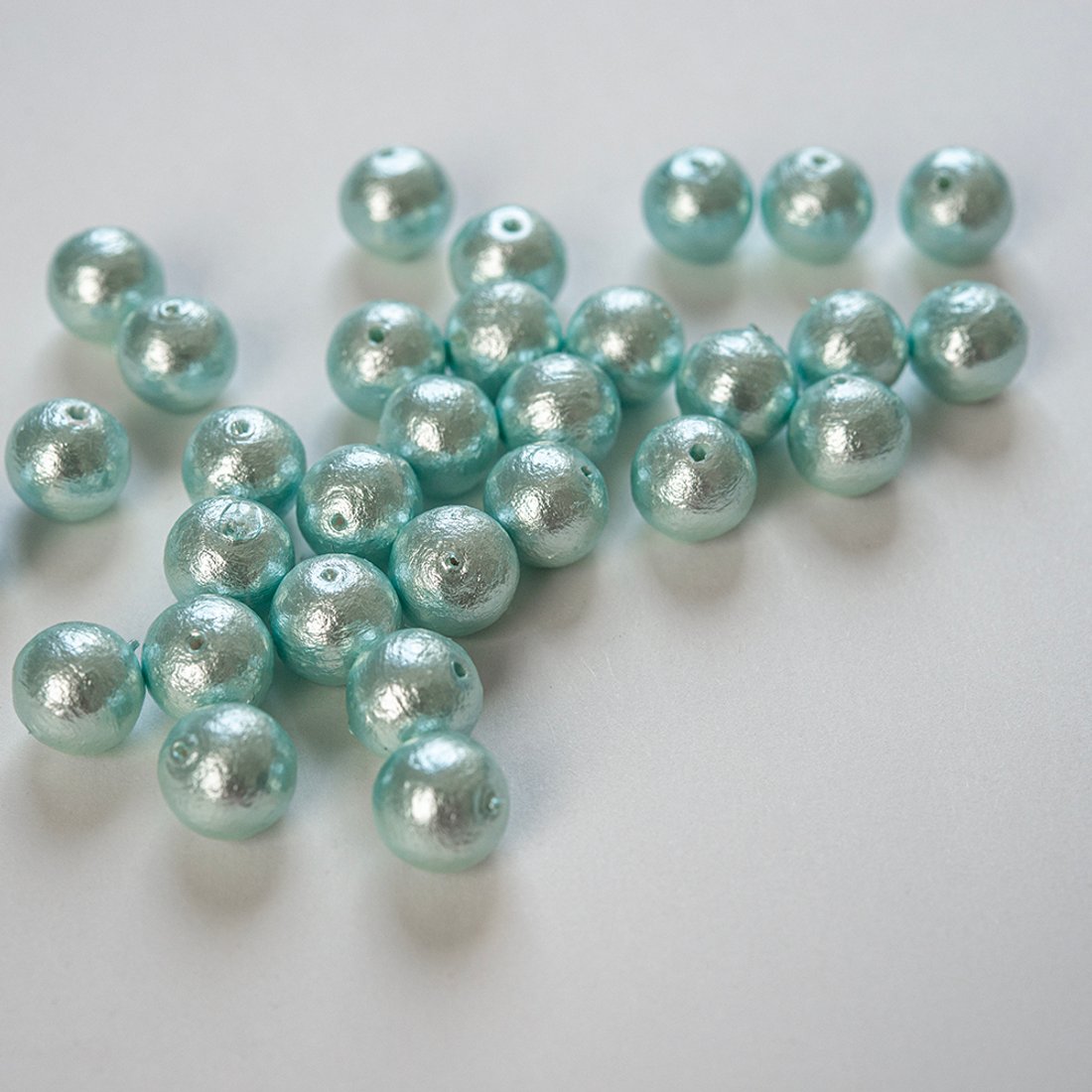 Хлопковый жемчуг, оттенок "Aqua", шар 8мм, сквозное отверстие