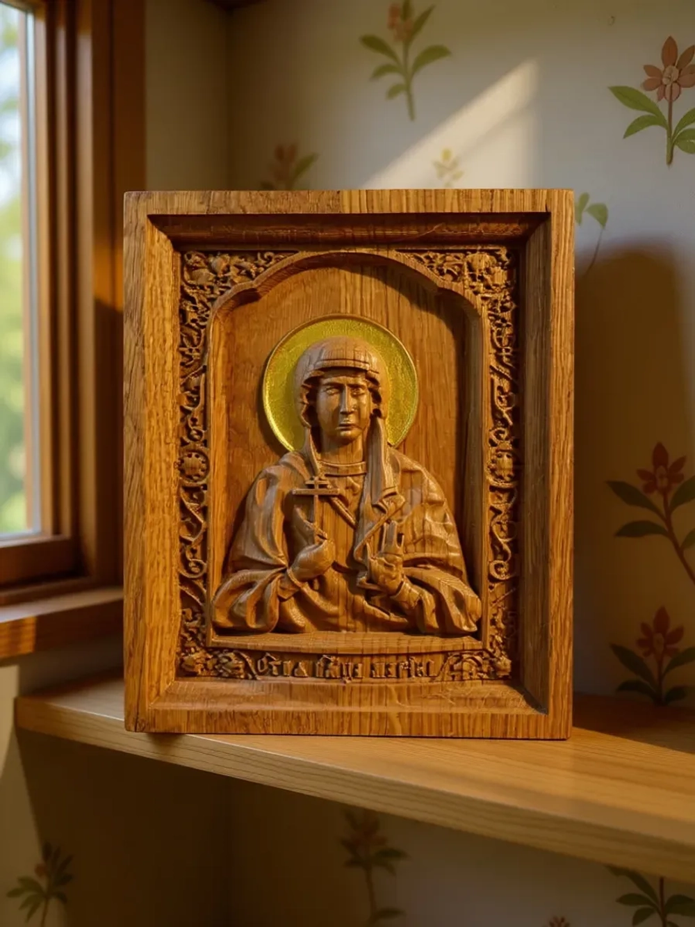 Освященная Икона мученицы Марины Антиохийской 16.5х14см дуб