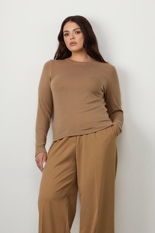 Лонгслив с шерстью мериноса, кэмел