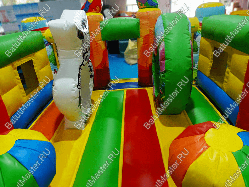 Детский надувной батут "Попугайчики" без горки, размер 4*3,5*2,2 м