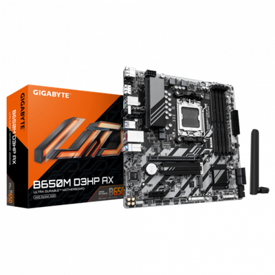 Сист.плата Gigabyte B650M D3HP AX, B650, 4xDDR5, PCI-E4 x16, 1xPCI-E x1, 1xM.2, 6xSATA, HDMI, DPx1,Wi-Fi6E,LAN2.5GbE,BOX