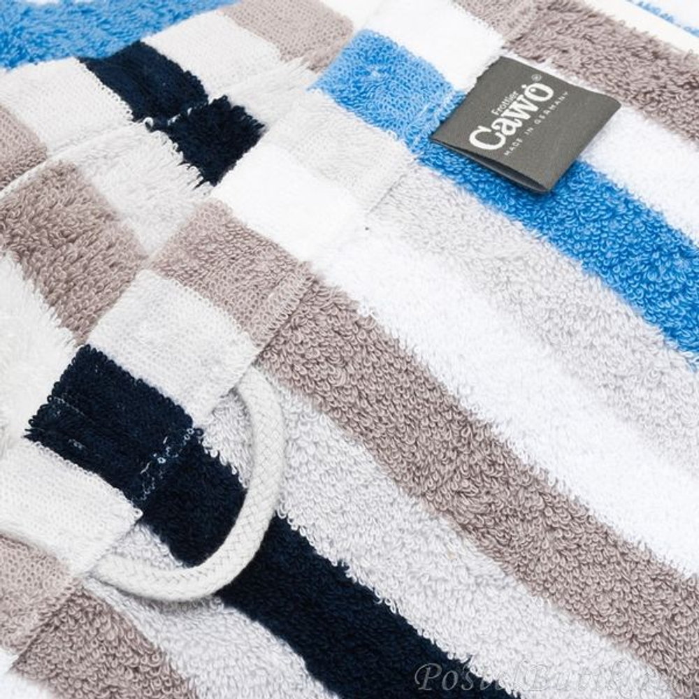 Махровое полотенце Life Style 7052 Sport Streifen синее от Cawo Германия