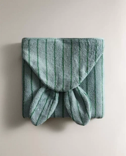 ZARA HOME ДЕТСКОЕ ПОЛОТЕНЦЕ С КАПЮШОНОМ В ПОЛОСКУ, СИНИЙ
