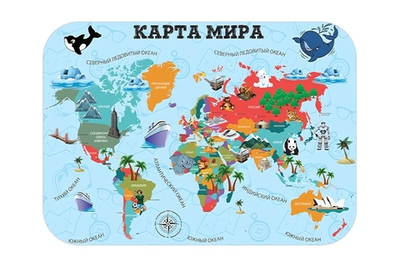 Настольное покрытие для лепки 430/320 "Карта мира" (Пчёлка)