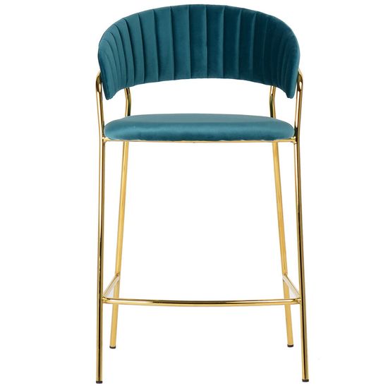 Полубарный стул Portman бирюзовый велюр с золотыми ножками