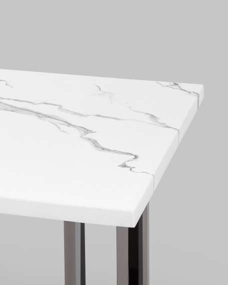 Журнальный столик Нэйтан 61*61 белый мрамор сталь темный хром