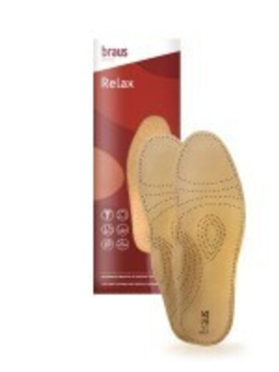 Стельки BRAUS ортопедические Relax, овечья кожа Pekari с жестким супинатором
