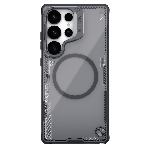 Чехол тонированный от Nillkin с MagSafe на Samsung Galaxy S25 Ultra, серия Iceblade Prop Magnetic с металлической откидной крышкой (версия с открытой камерой)