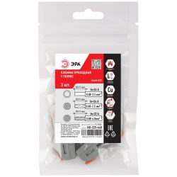 Клемма ЭРА NO-225-448 проходная 222-2411 с рычагами 1 полюс 0.08-2.5/4 мм2 (упаковка 3 шт.)