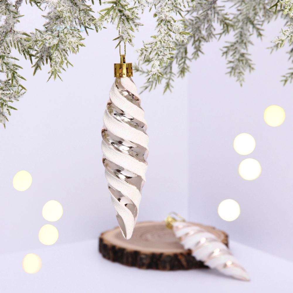 Ёлочные игрушки «Таинственное очарование» Сосульки 10 см (набор 2шт), шампань