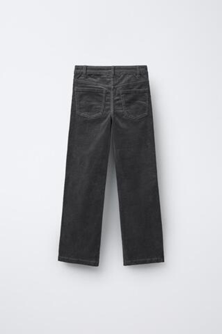 ZARA БРЮКИ STRAIGHT ИЗ ВЕЛЬВЕТА С ЗАКЛЕПКАМИ, АНТРАЦИТОВО-СЕРЫЙ