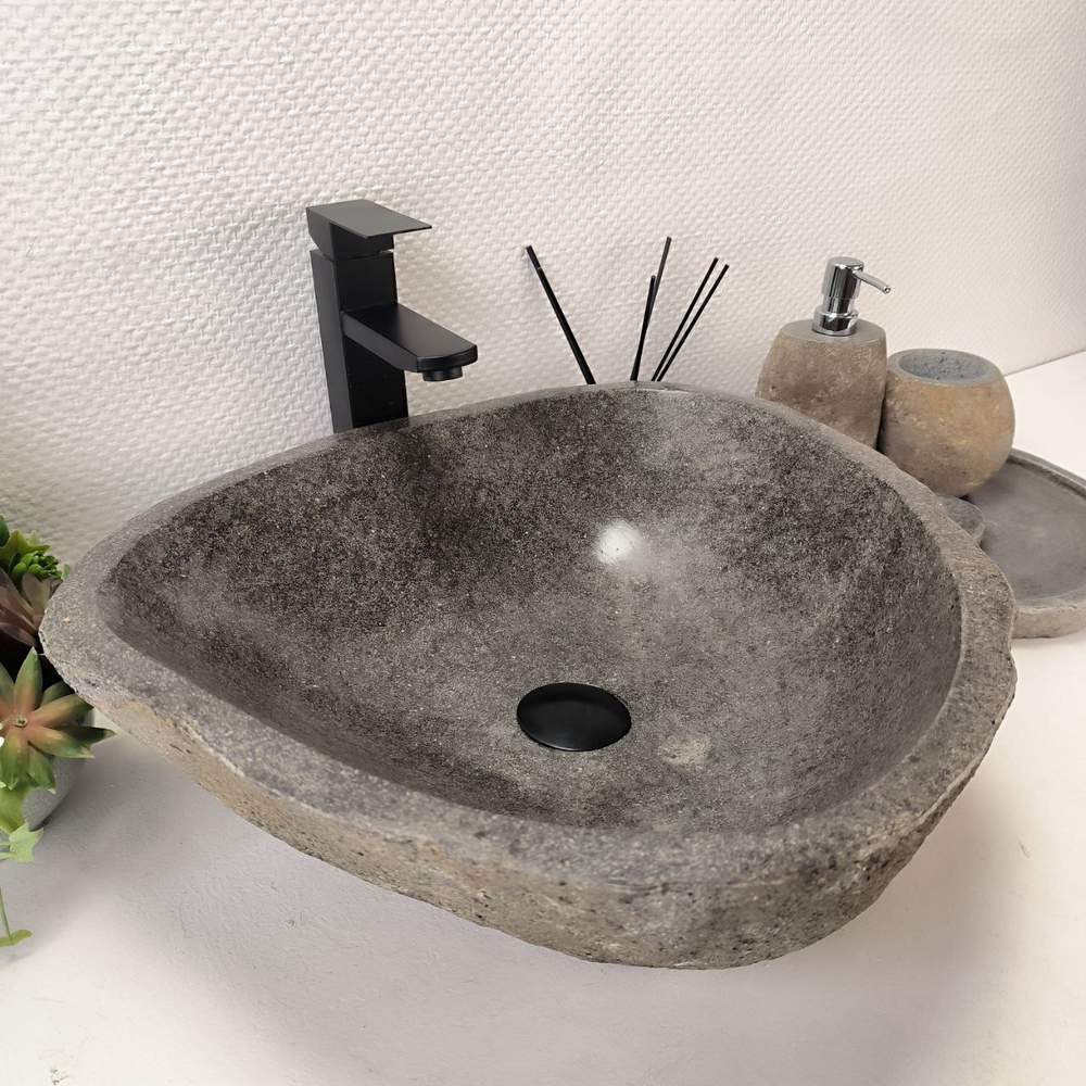 Каменная раковина из речного камня RS-63434 (49*45*16) 0123