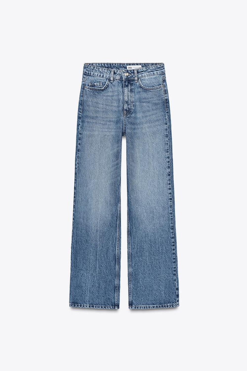 ZARA ДЖИНСЫ Z1975 STRAIGHT HIGH-WAIST FULL LENGTH С ВЫСОКОЙ ПОСАДКОЙ, ВЫЦВЕТШИЙ СИНИЙ