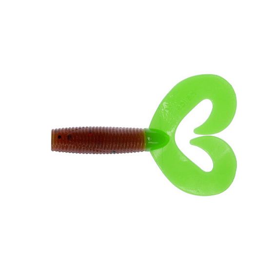 Твистер Helios Credo Double Tail 2,95"/7,5 см Rusty Gold & Lime 7шт. (HS-12-017)