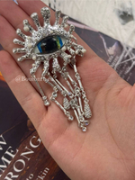 Брошь "Глаз" с эмалью и стразами серебристая Скиап.