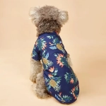 Рубашка для собак и кошек малых и средних пород «СТИЛЬНЫЙ БРО», цвет синий, принт ананасы с цветами, размер S