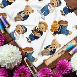 Ткань кулирная гладь крупные мишки тедди