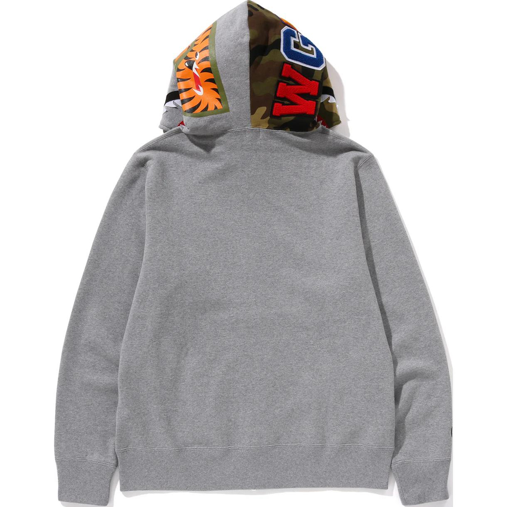 A Bathing Ape Bathing Ape Shark Pattern Hooded Zip Up Свитшот серый
