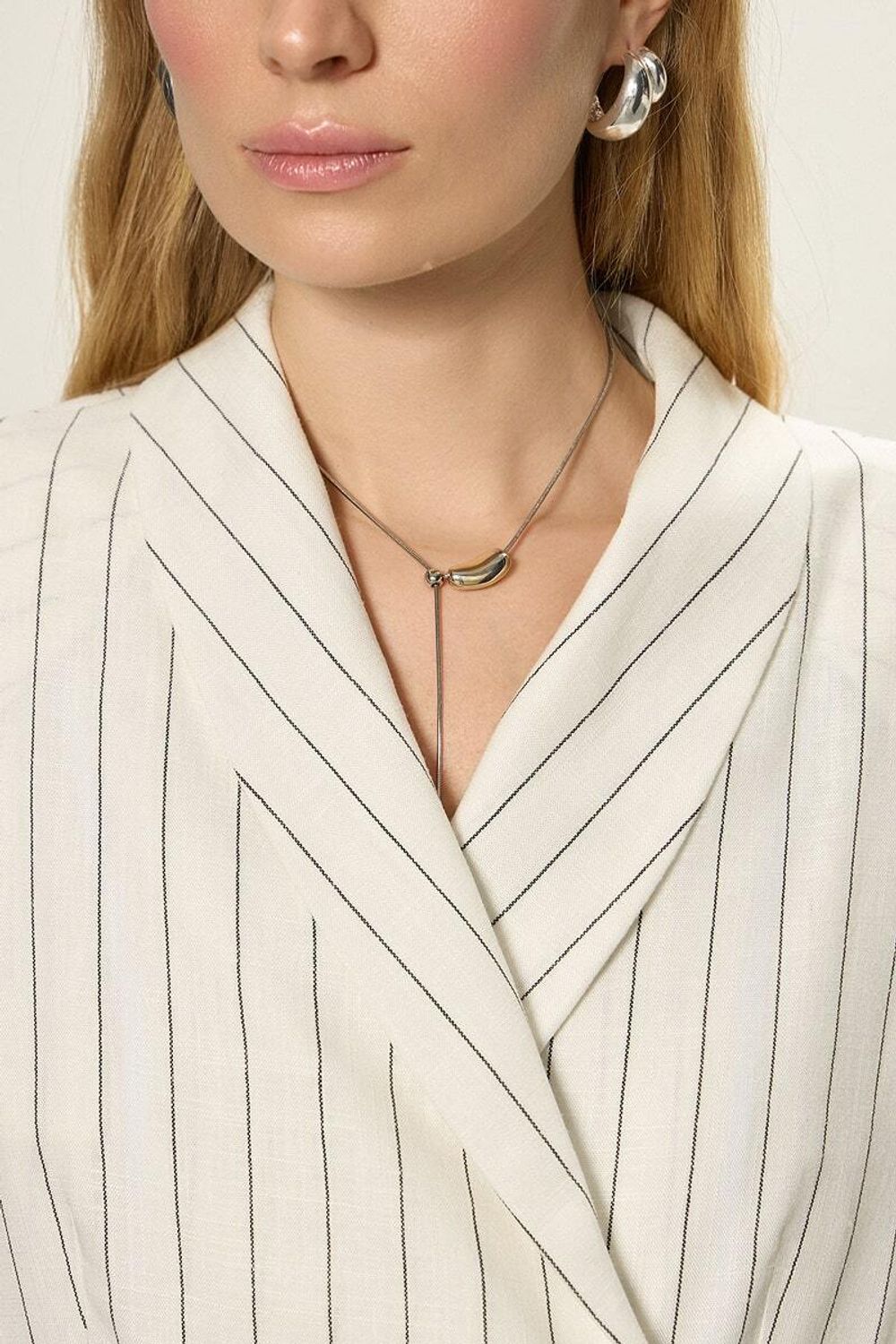 Жакет лен белый в полоску