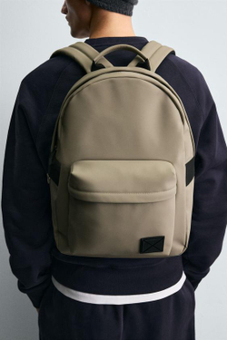 ZARA ПРОРЕЗИНЕННЫЙ РЮКЗАК, СЕРЫЙ