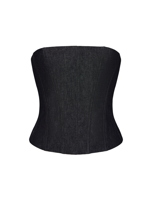 Топ корсетного типа из денима с контрастными отстрочками