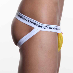Мужские трусы джоки желтые с белой резинкой Andrew Christian AC00082