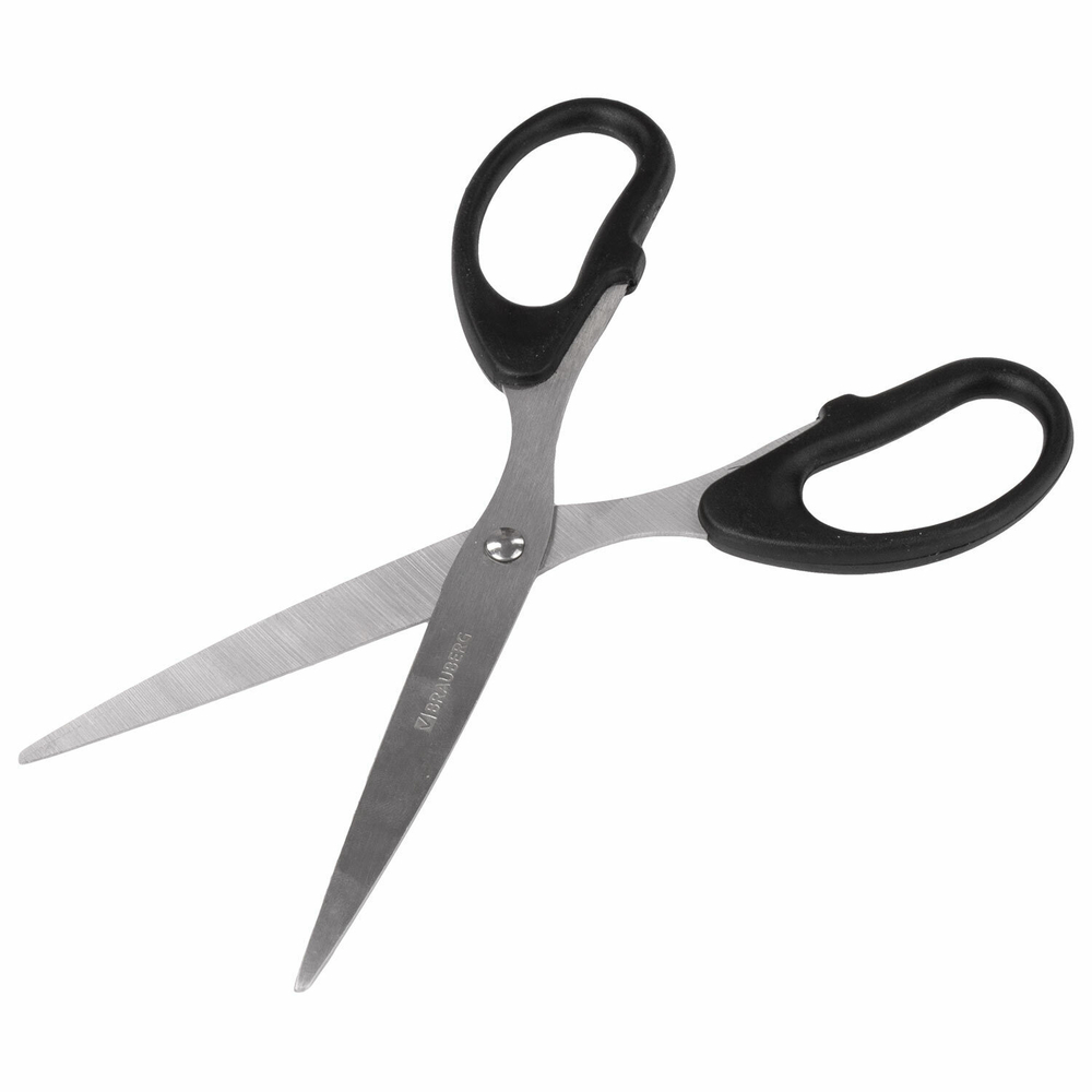 Ножницы BRAUBERG "Classic" 185 мм чёрные классической формы 2-х сторонняя заточка (5 штук в упаковке)