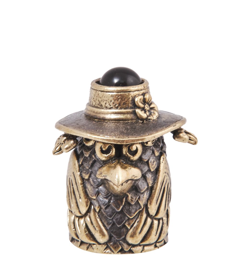 AM-4131 Наперсток «Ворона Марфуша» (латунь, янтарь)