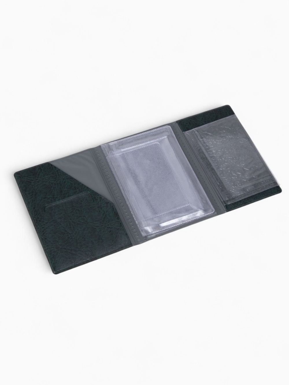 Обложка д/паспорта и авто,  9,7*1,0*13,7 с вкладышами ПВХ, зеленый, 4510381