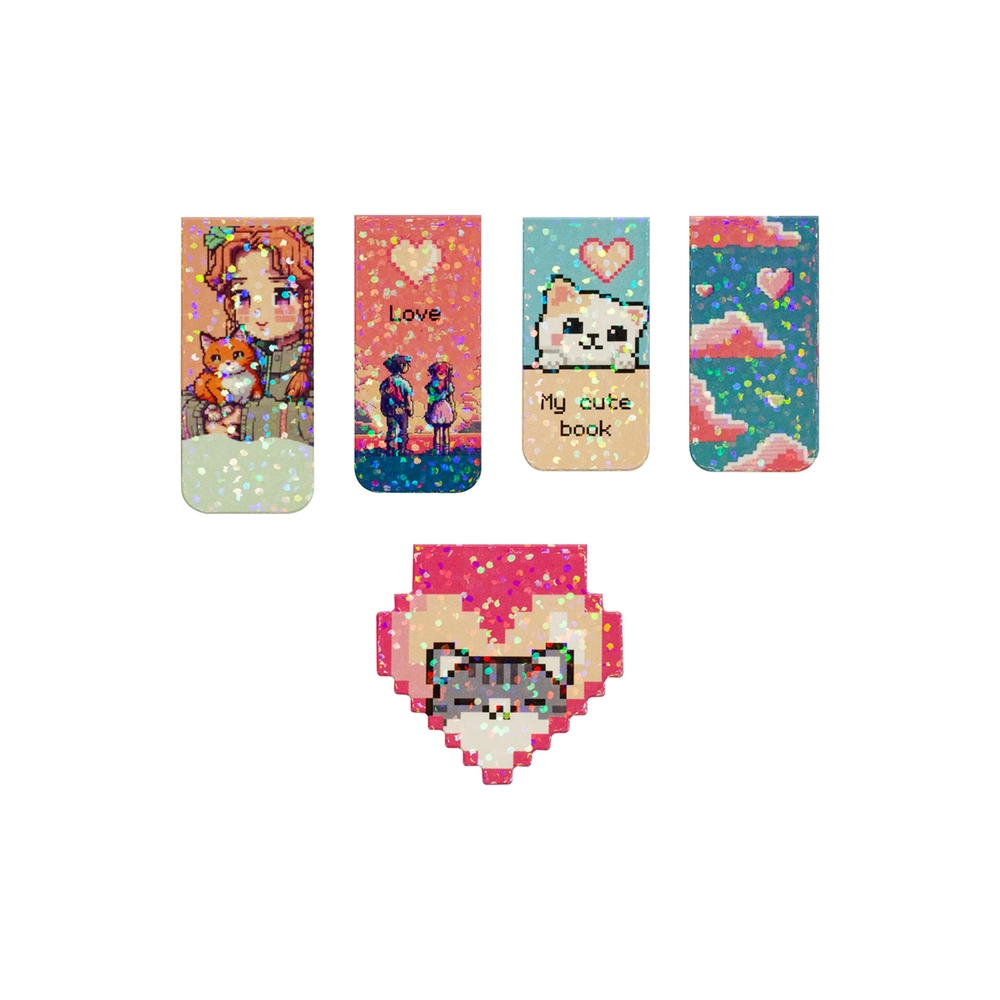 Закладки магнитные для книг "Pixel", 5шт., ламинация, MESHU