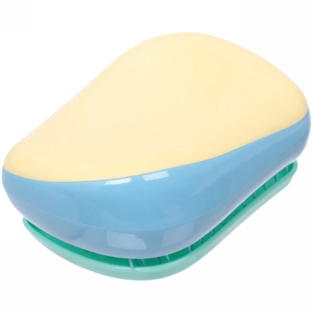 Расческа массажная компактная «Harizma», цвет жёлтый/голубой, в пластиковой коробке, 8*6см