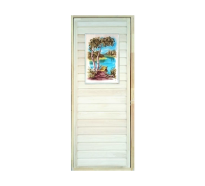 Дверь глухая с панно 2D "Две березки"