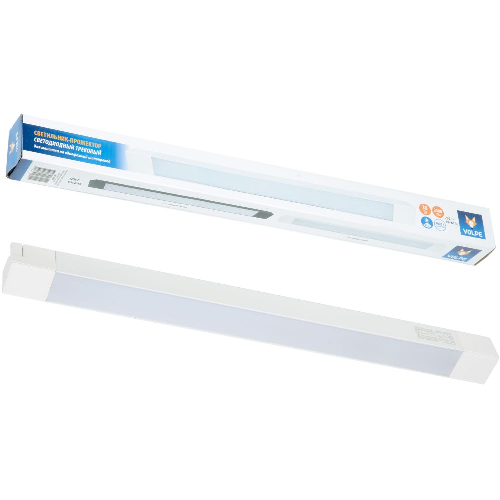 ULB-Q281 30W/4000K WHITE Светильник-прожектор светодиодный трековый. Линейный. 2500 Лм. Белый свет (4000К). Корпус белый. ТМ Volpe