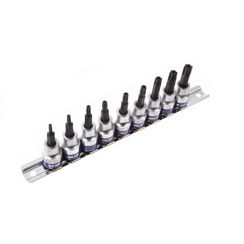 KING TONY (3119PR8) Набор торцевых насадок 3/8", TORX с отверстием, Т10-Т50, L = 50 мм, 9 предметов