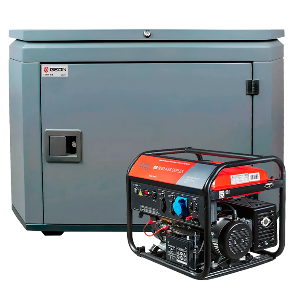 Генератор бензиновый FUBAG BS 8500 A ES DUPLEX с кожухом Geon 1200 RAL 7024