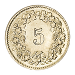 Switzerland, 5 Rappen, 1957 – Libertas Series, XF