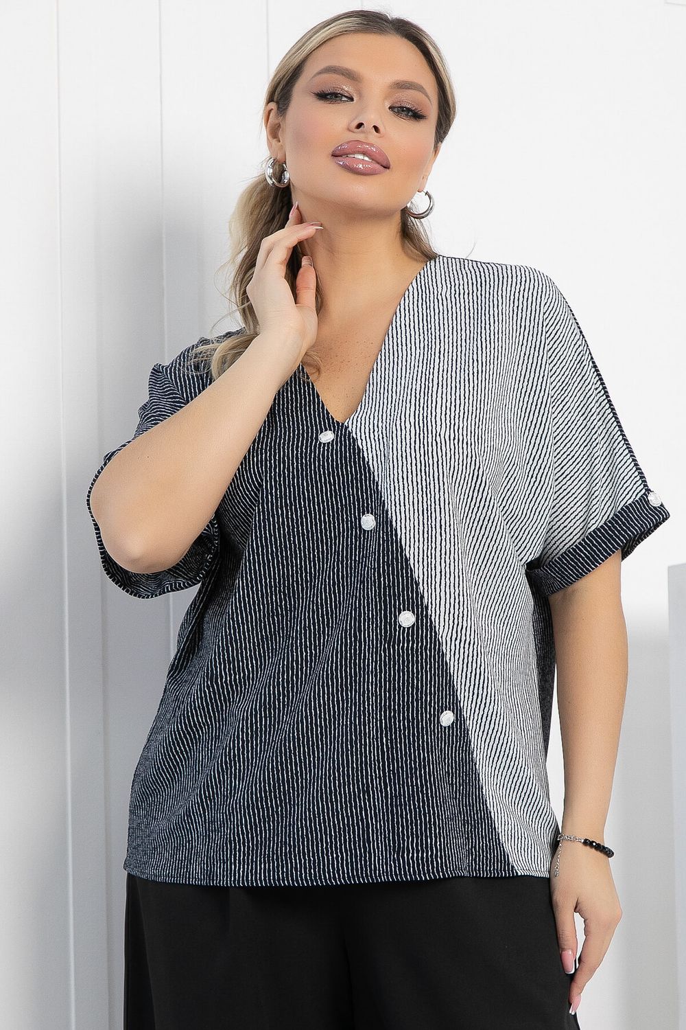 Блуза Миланья (сине-белая) Б12845-27М LT Collection