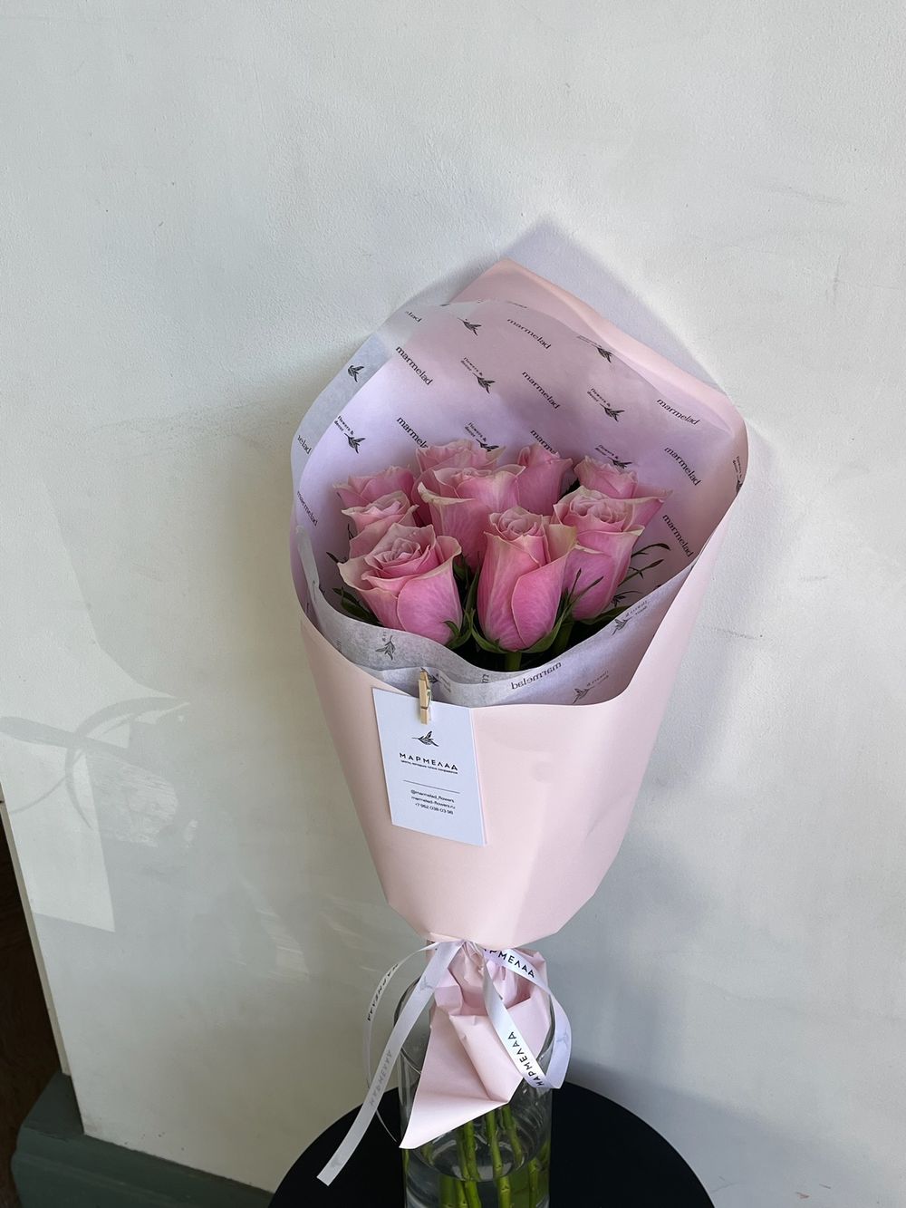 Букет 9 роз в розовом оттенке