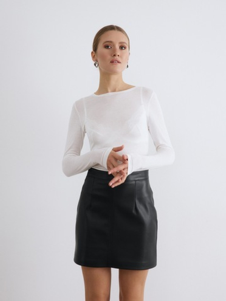 Лонгслив из полупрозрачной ткани, цвет молочный