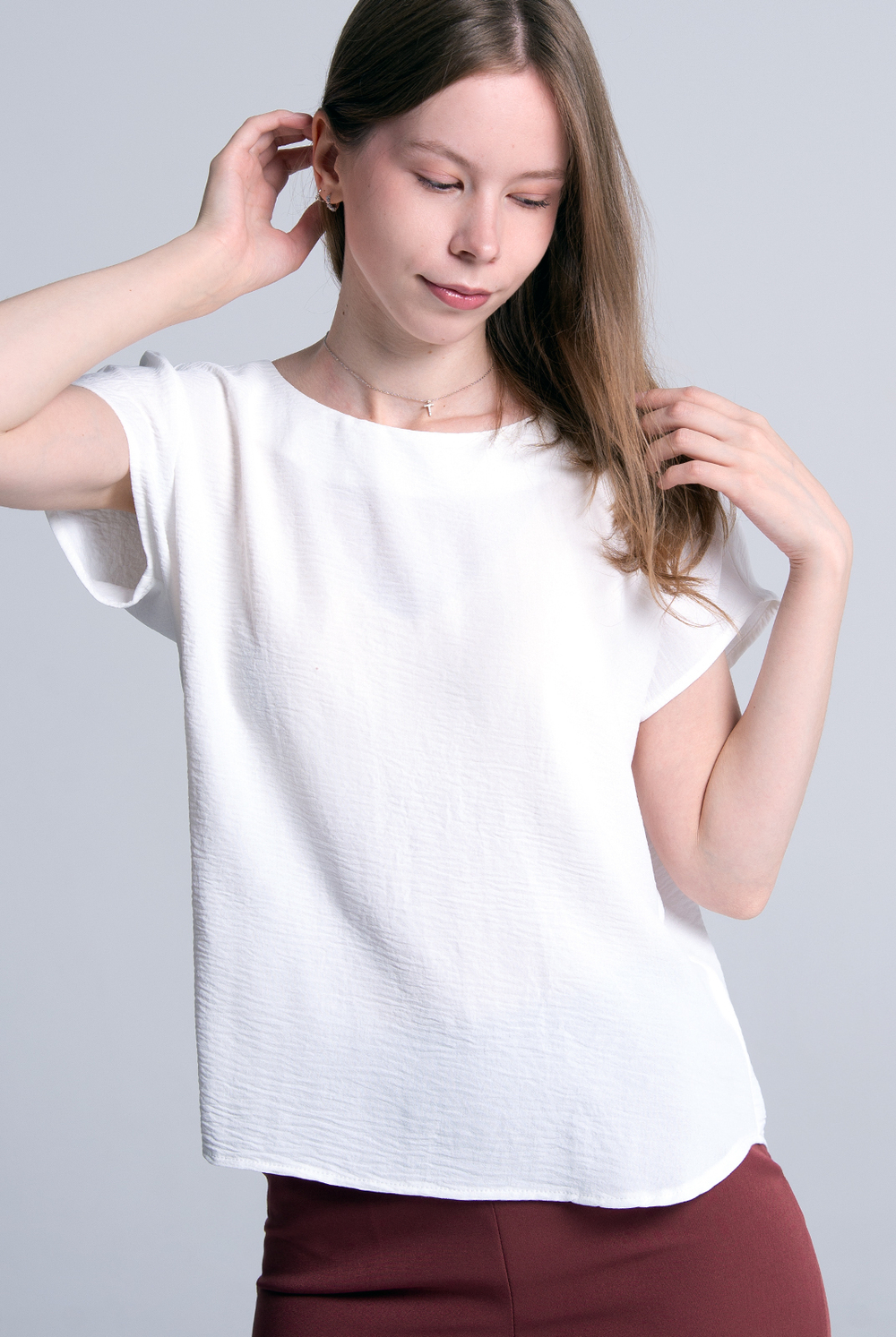 Блузка женская 3256ЗПк, белый #30Б093256зпк